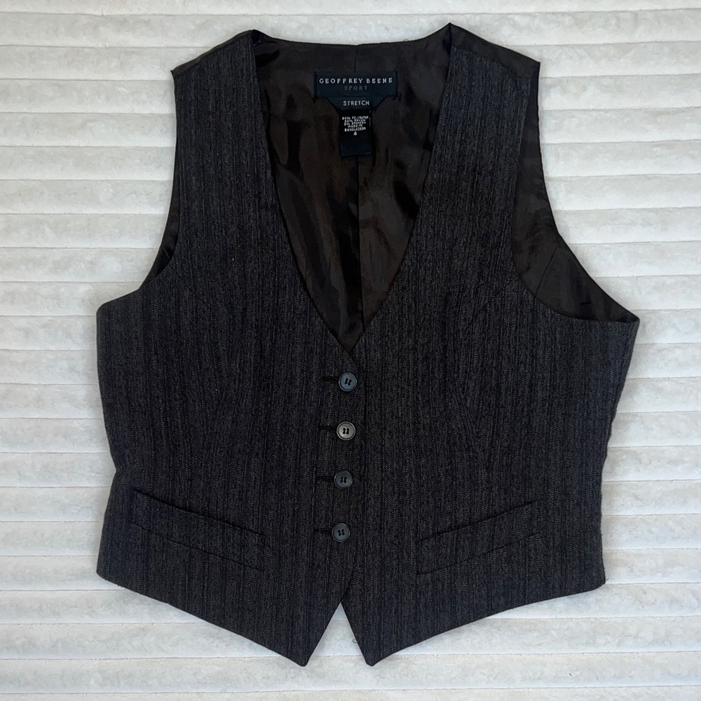 Geoffrey Beene Women's Menswear Style Brown Vest